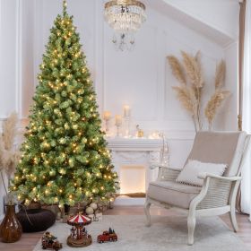 6ft Pre-Lit PVC Christmas Tree with 300 UL Lights, 779 Tips, Auto-Unfold Memory Wire