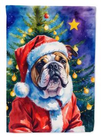 English Bulldog Christmas House Flag Large Porch Sleeve Pole Decorative Outside Yard Banner Artwork Wall Hanging, Polyester, House Size, Multicol