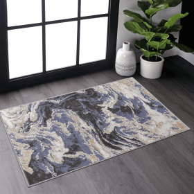 LOOM & LUXE Collection 2X3 L.Blue /Abstract Non-Shedding Living Room Bedroom Dining Home Office Stylish and Stain Resistant Area Rug