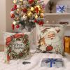 DFXSZ Christmas Pillow Covers 18x18 inch Set of 4 Santa Claus Reindeer Decorative Vintage Throw Pillow Covers Winter Retro Farmhouse Decoration for Ho