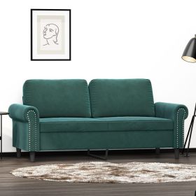 2-Seater Sofa Dark Green 55.1" Velvet (Color: Green)