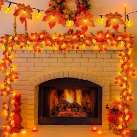 Timer & 3 Pack - 30Ft Fall Garland Fall Decorations for Home 60 LED Leafed Lights Patented Realistic Maples Leafed Battery Operated Autumn Fall Decor (Style: Maple garland)