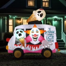 Halloween Outdoor Decorations, Blow Up Yard Decorations, Built-in LED Lights DÃ©cor for Indoor Home Party Garden Lawn Store, 5.9FT Pumpkin Ghost (Style: Clown Icecream)