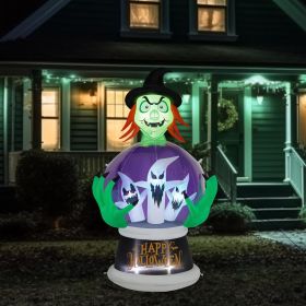 Halloween Outdoor Decorations, Blow Up Yard Decorations, Built-in LED Lights DÃ©cor for Indoor Home Party Garden Lawn Store, 5.9FT Pumpkin Ghost (Style: Witch's crystal ball)