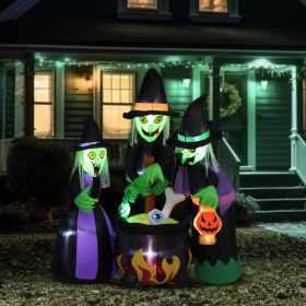 Halloween Outdoor Decorations, Blow Up Yard Decorations, Built-in LED Lights DÃ©cor for Indoor Home Party Garden Lawn Store, 5.9FT Pumpkin Ghost (Style: 3 Witches)